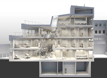 Interior cross section of the new research facility at the London School of Hygiene and Tropical Medicine (LSHTM)